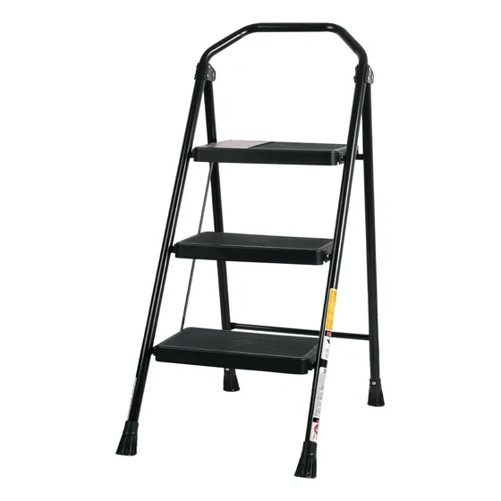 Escalera Tubular Plegable 3 Peldaños Amplio Antiderrapantes 