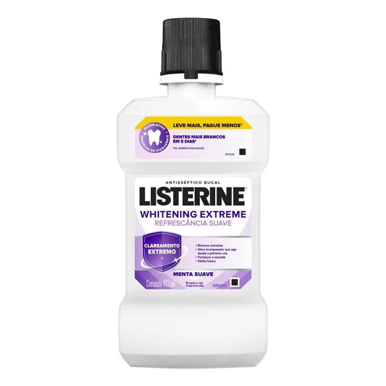 Enxaguante Bucal Antisséptico Menta Listerine Whitening Extreme Frasco 236ml