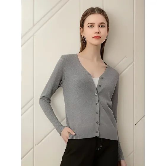 Sueter Mujer Moda Sweater Dama Abierto Botones Abrigo Ligero