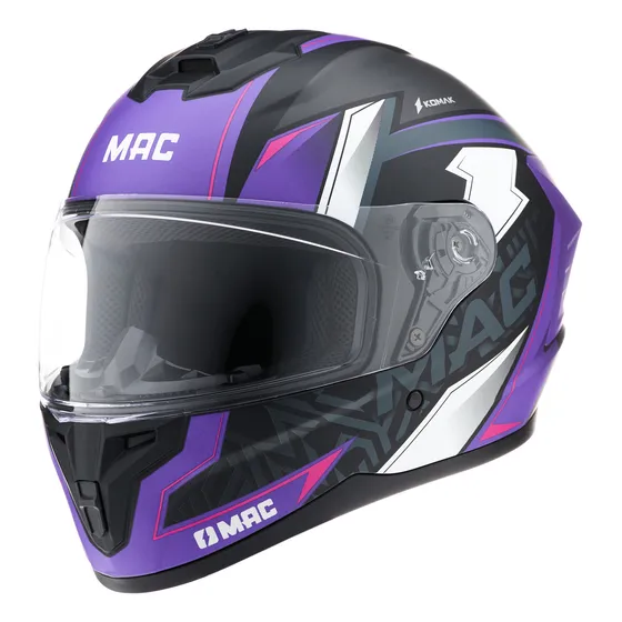Casco Integral Moto Mac Oficial 70volt Komak Violeta Mate