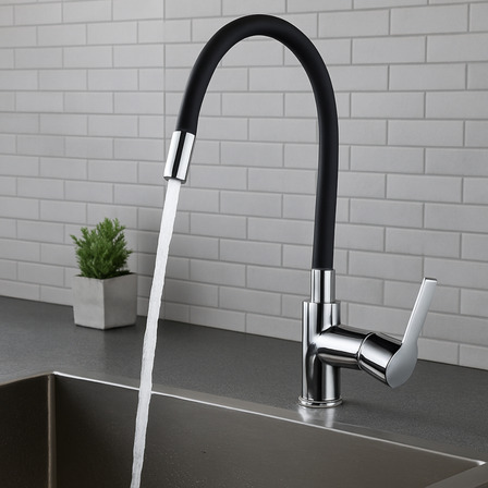Torneira Tubo Flexível Giratória Bancada Cozinha Preta Cor Preto Torneira Tubo Flexível Giratória Bancada Cozinha Preta Cor Preto