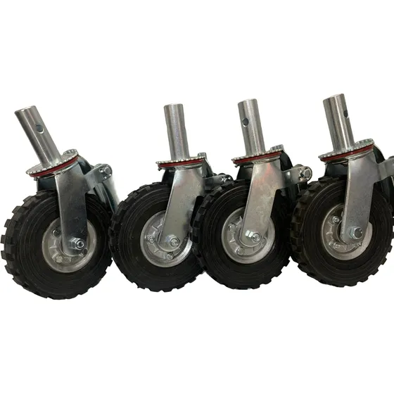 4 Rodajas Para Andamio Rueda Hule Tractor 8  Freno Total Negro