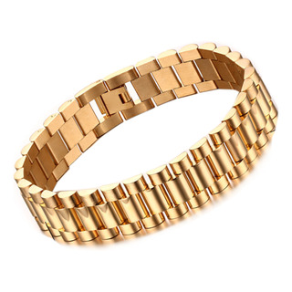 Pulsera Acero Inoxidable Simple Cadena De Moda Color Oro Pulsera Acero Inoxidable Simple Cadena De Moda Color Oro