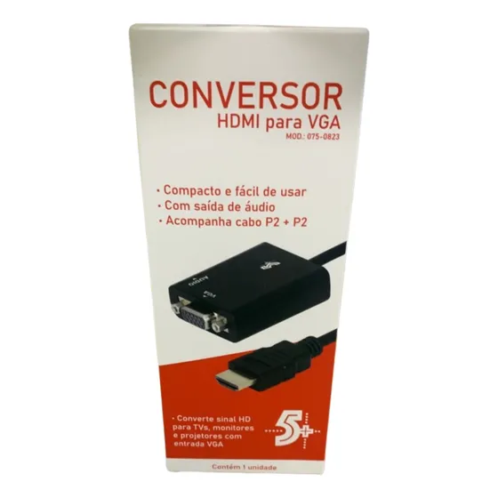 Conversor Hdmi Para Vga Saída R/l Com Cabo 075-0823
