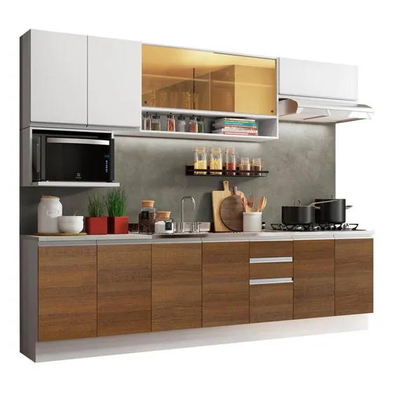 Cocina Integral Madesa GRGL280004A8 2.80 Metros 04 Blanco Marrón Blanco