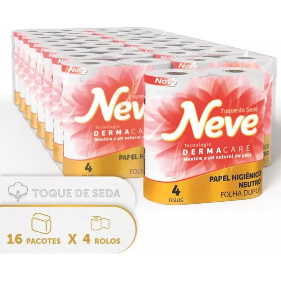 Papel Higienico Neve Folha Dupla Fardo Com 64 Rolos De 30m