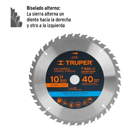 Disco Madera 40 Dientes 18307 Truper Color Plateado