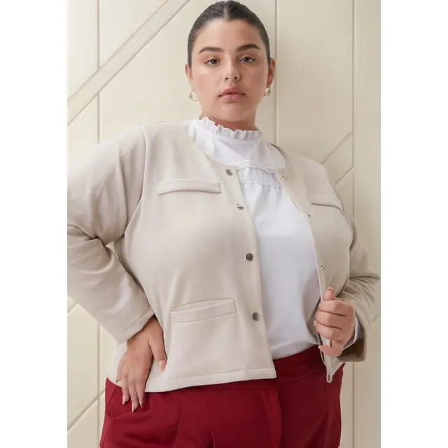 Chaqueta Cuello Redondo De Swede - Talle Grande Especial