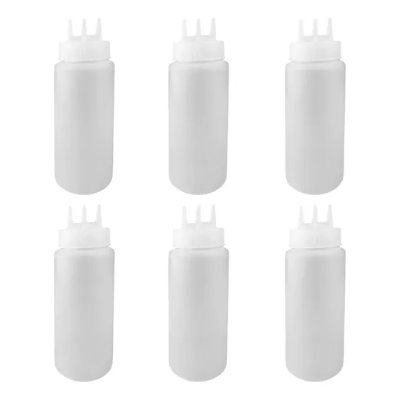 Botes Exprimibles Triple Catsup Mostaza Aderezo 500 Ml 6 Pzs Color Blanco