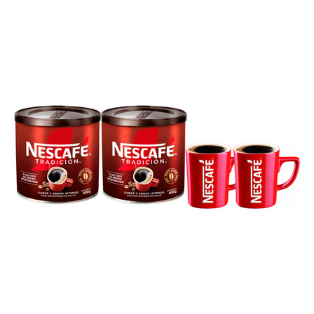 Pack Café Nescafé® Tradición 400g X2 + 2 Tazones De Regalo Pack Café Nescafé® Tradición 400g X2 + 2 Tazones De Regalo