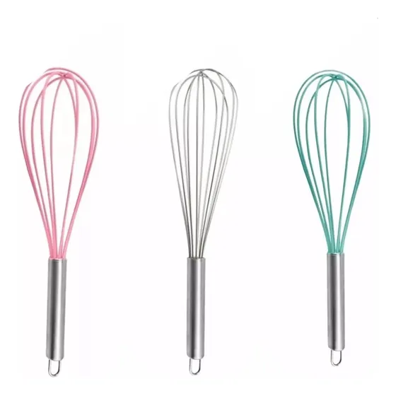 Batidor Manual Silicona Mezclador Huevos Café Colores