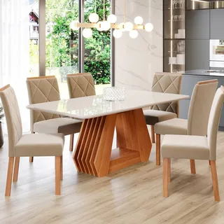 Mesa De Jantar Agata 180 Cm Com 6 Cadeiras Fernanda Jg Mesa De Jantar Agata 180 Cm Com 6 Cadeiras Fernanda Jg