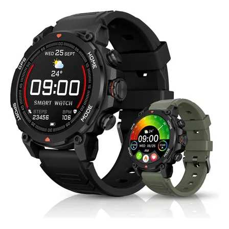 Relógio Smartwatch Aurafit G6 Com Gps À Prova D'água 5atm Preto Sport Preto/verde