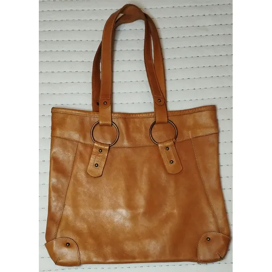 Cartera Bolso Cuero Marrón Dama Usada
