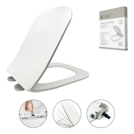 Assento Sanitário Termofixo Slim Compátivel Com Deca Quadra Branco