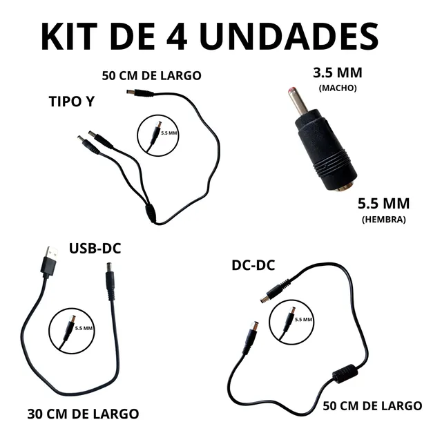 Kit Cable Mini Ups, Camara Dc-tipo Y Adaptador Dc-dc 50cm