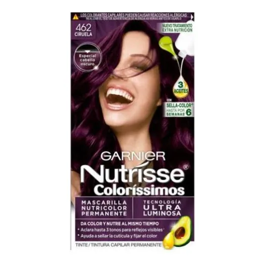 Tinta Nutrisse  Nutrisse coloríssimos Mascarilla nutricolor permanente tono 462 ciruela para cabello