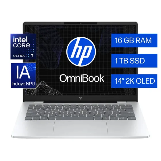 Notebook HP OmniBook 7 AI 14-fr0070la Intel Core Ultra 7 16GB RAM 1TB SSD 14" 2K Windows 11 Home