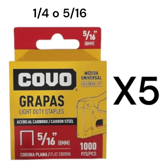 Grapas Planas Grapadora Manual 5/16, 1/4 Caja De 1000 