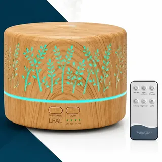 Difusor de Aromas Umidificador De Ar Elétrico Aromatizador Ambiente Vaporizador Ultrassônico Óleo Essencia 700ml Bivolt com Controle Remoto Yoga Meditação Aromaterapia Marrom-claro Led Marca LFAL