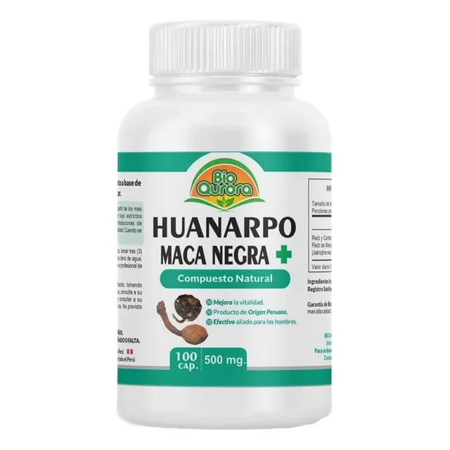 Maca Negra + Huanarpo Macho 500mg 100 Capsulas Bioaurora