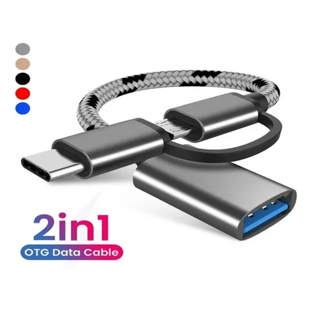Cable Convertidor Otg Tipo C + Micro Usb A Usb Hembra
