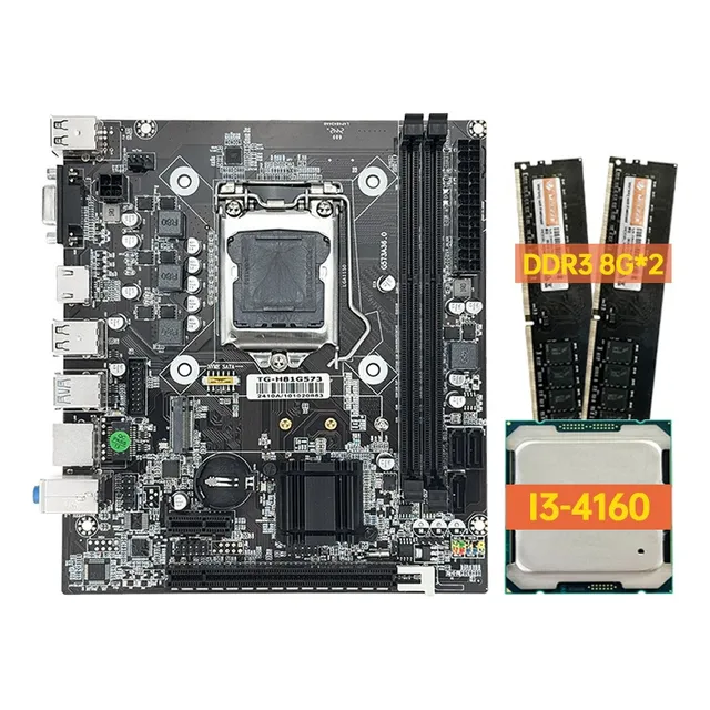 Kit De Placa Madre Mougol H81, Cpu Intel I3-4160 Y 16 Gb De