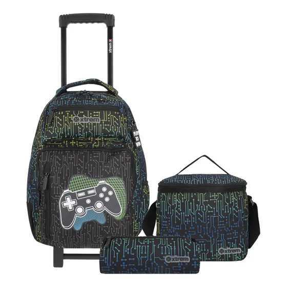 Pack Mochila Con Ruedas Xtrem Run 5xt Gamer Negro