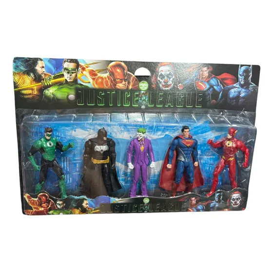 Quinteto Bonecos Heróis Coringa, Batman, Lanterna Verde
