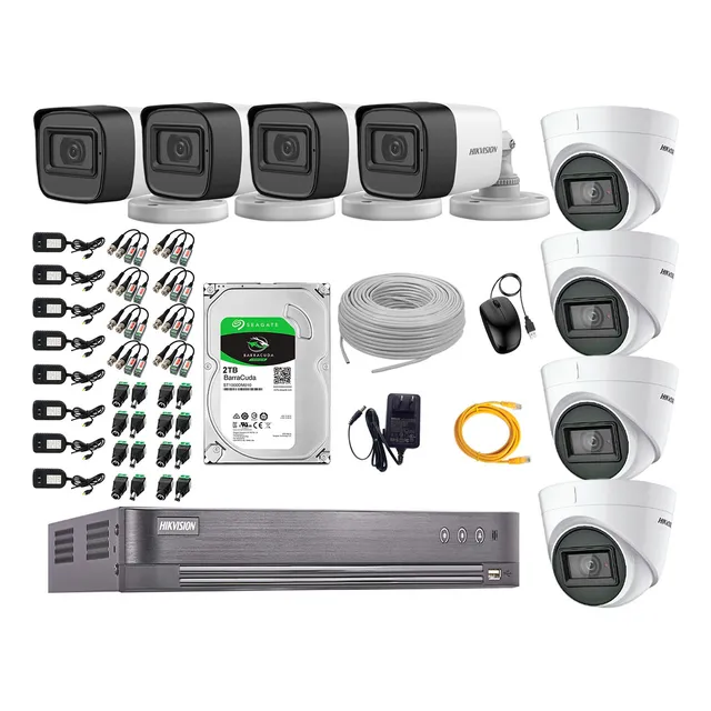 Kit 8 Cámaras De Seguridad Audio Hikvision 5mp Completo P2p