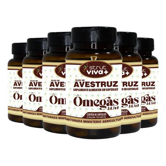 6x Oleo D Avestruz Strut Original Omega3 6 7 9 Hf Suplements