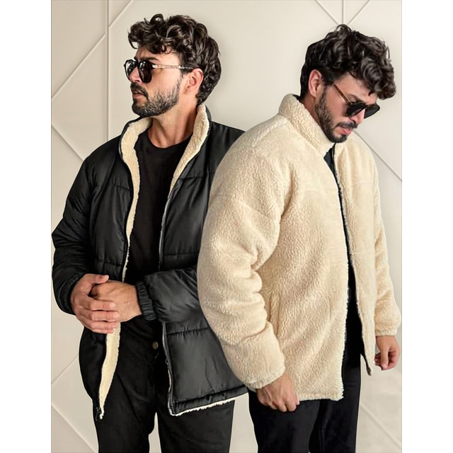 Jaqueta Dupla Face Blusa De Frio Masculina Casaco Agasalho Jaqueta Dupla Face Blusa De Frio Masculina Casaco Agasalho