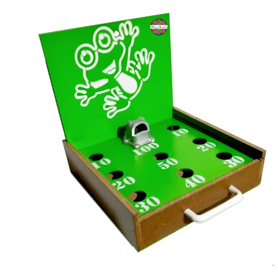 Juego Sapo Rana Portátil Para Mesa En Madera Con Parqués