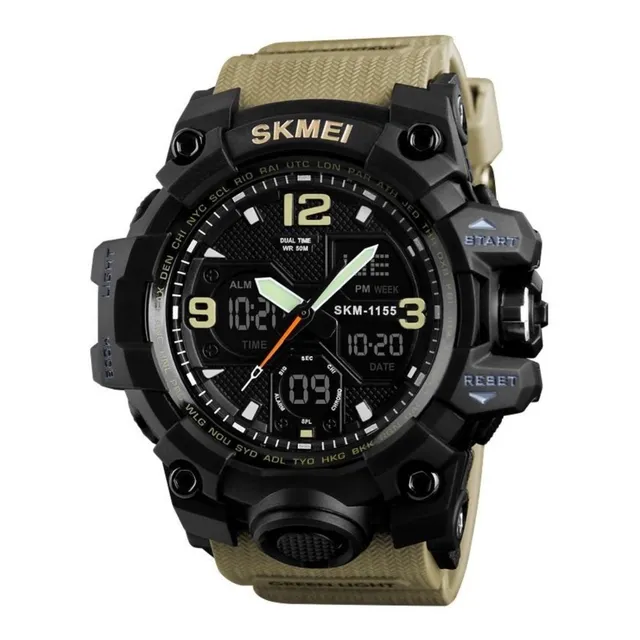 Reloj Analógico Digital Skmei 1155 B Khaki Pantalla Negra 