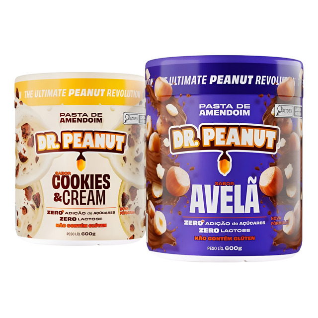 Kit 2x Pasta De Amendoim 1,2kg De Avelã + Cookies Dr Peanut Kit 2x Pasta De Amendoim 1,2kg De Avelã + Cookies Dr Peanut