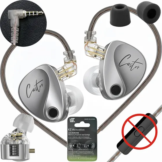 Audífonos Kz Castor Versión Plateada Harman Tuning Sin Mic