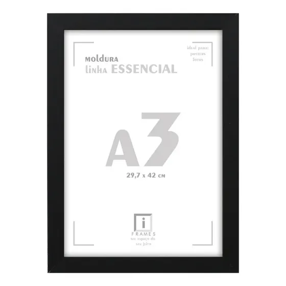 Moldura Quadro A3 30x42 Diploma Poster Fotos C/ Acetato Cor Preto
