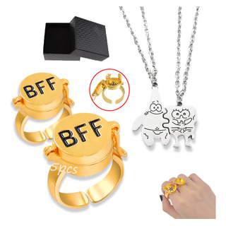 Bob Esponja Pareja Bff Anillo + Patchwork Collar Conjunto Bob Esponja Pareja Bff Anillo + Patchwork Collar Conjunto