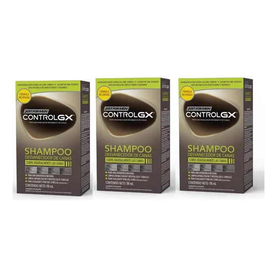 Pack X3just For Men Control Gx Shampoo Desvanecedor De Canas