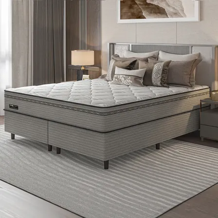 Cama Box King Size + Colchão M. Umaflex (193x203x68cm) Cinza Cinza
