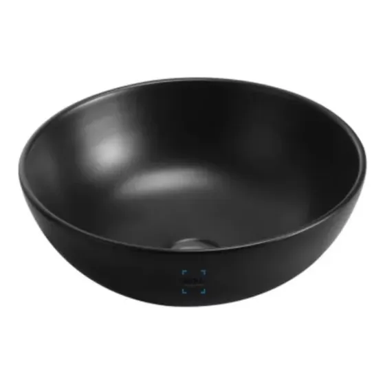 Bacha Cuba Lavabo De Apoyo Loza Negro Mate Redonda 40 Acra
