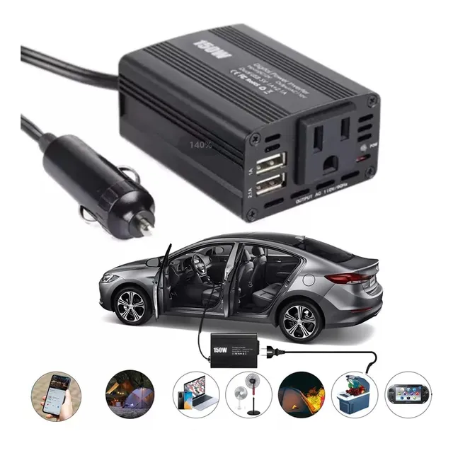 Inversor De Corriente Para Auto/suv 150w Doble Usb 12v/110v