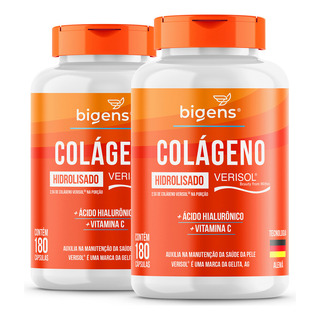 Kit 2 Colágeno Bigens Verisol Hidrolisado Ácido Hialurônico Vitamina C 360 Cápsulas Kit 2 Colágeno Bigens Verisol Hidrolisado Ácido Hialurônico Vitamina C 360 Cápsulas