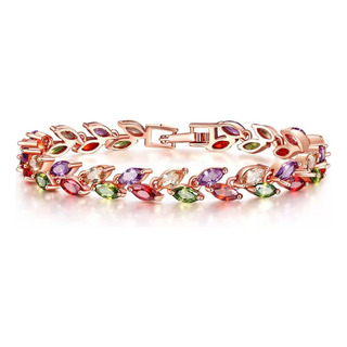 Pulseras Del Tenis Zirconia Cúbica Coloreada Forma De Trigo Pulseras Del Tenis Zirconia Cúbica Coloreada Forma De Trigo