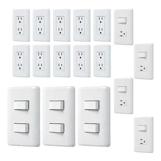 Kit 17 Placas Apagador Dúplex, Contactos Dúplex Y Combinados