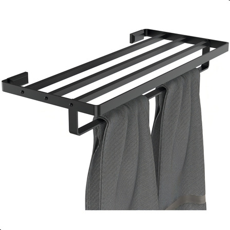 Porta Toalhas De Banho Suporte Duplo Toalheiro Hotel Empire Cor Preto Porta Toalhas De Banho Suporte Duplo Toalheiro Hotel Empire Cor Preto