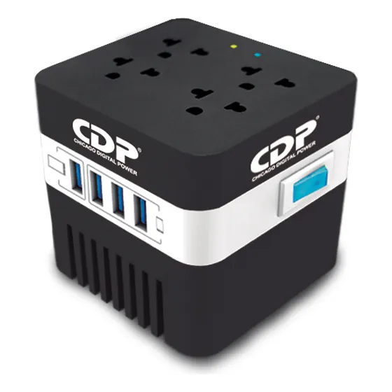 Regulador Automatico De Voltaje 4 Tomas  Usb Pc Laptops Tv