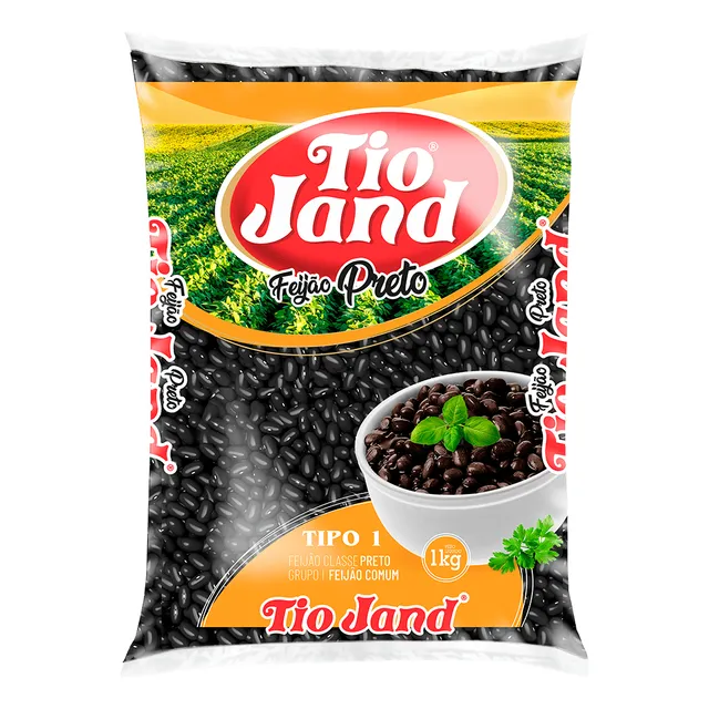 Kit 5 Pacote Feijão Preto 1kilo Tio Jand Tipo 1