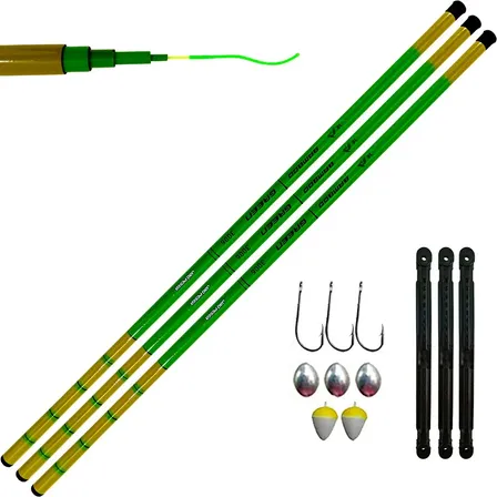 3-varas Telescópica 40% Carbono Lisa De Mão (3,60) 7-9lbs Verde