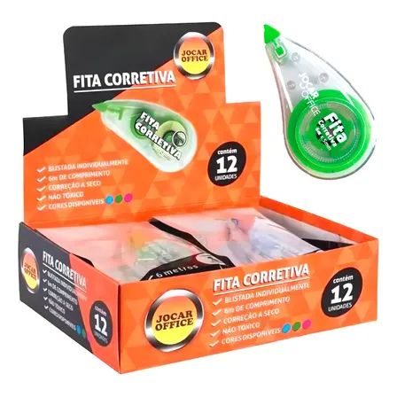 12 Fita Corretivas 6 Metros Escritório Branquinho Escolar - Jocar Office
